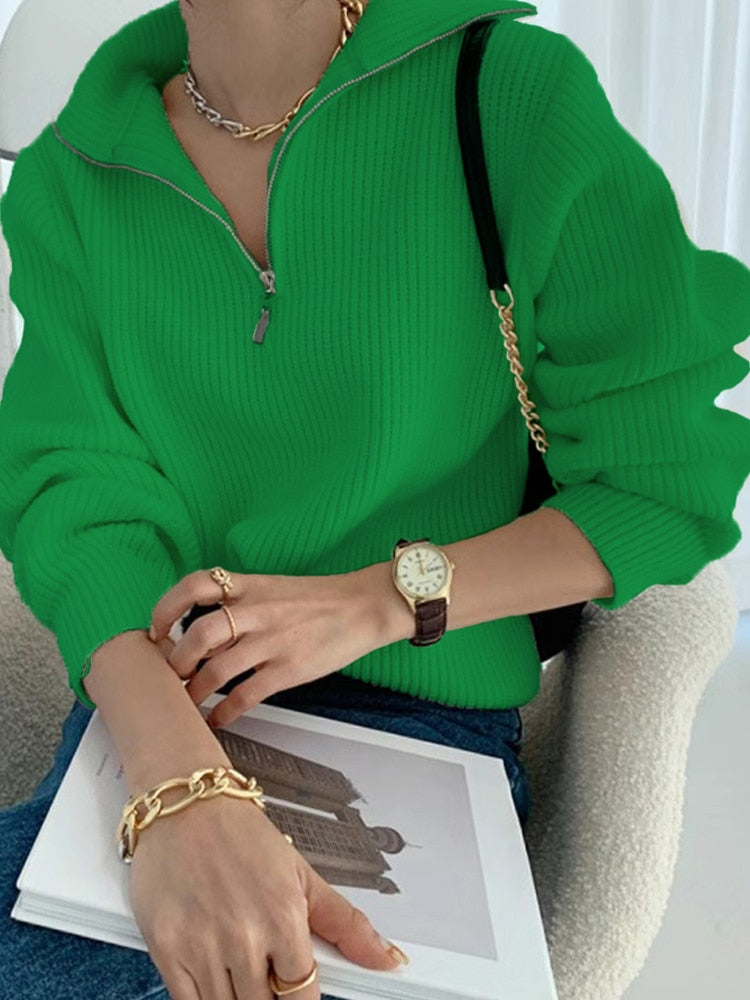 Blusa Versátil Gola Alta em Tricô