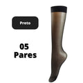 Kit 5 Pares de Meias de Nylon Ultra-fino Premium