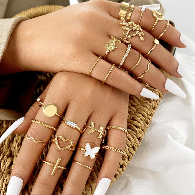 Conjunto de Anéis Vintage